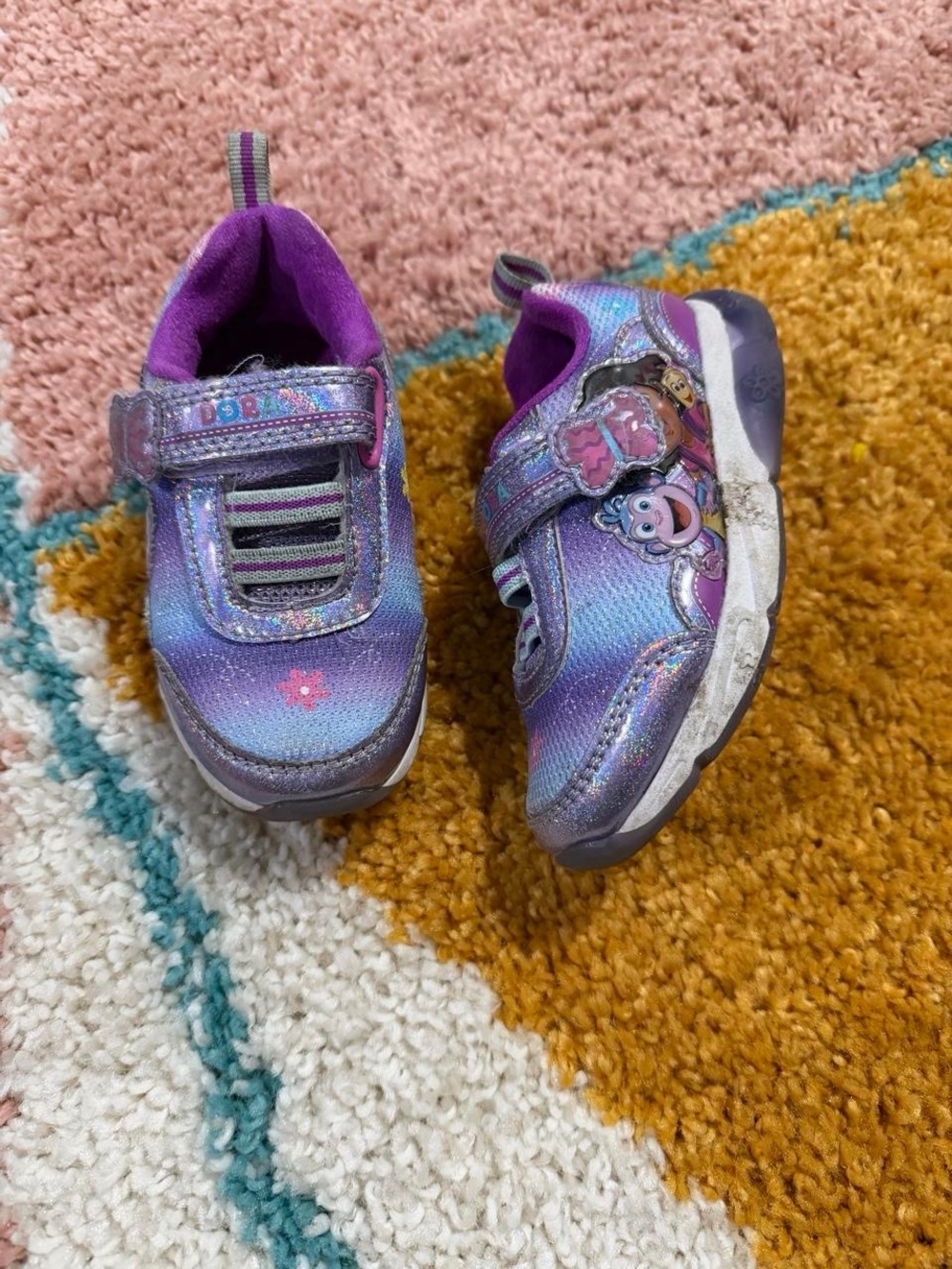 Toddler Purple Light-Up Character Sneakers with Hook-and-Loop Strap